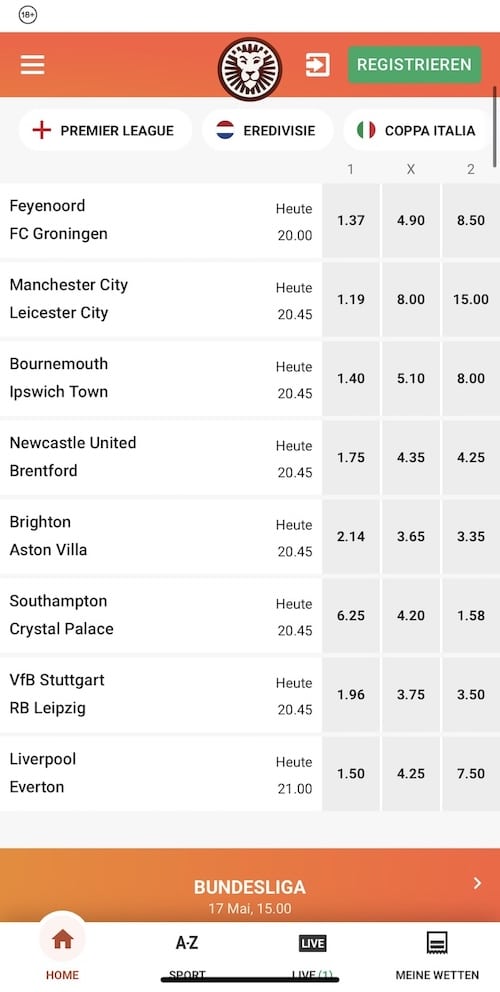LeoVegas Sportwetten App