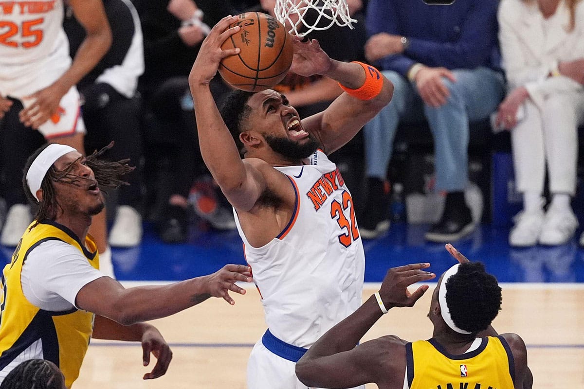Pacers Knicks Tipp Bild zeigt Karl-Anthony Towns von den Knicks © Associated Press / Alamy Stock Photo
