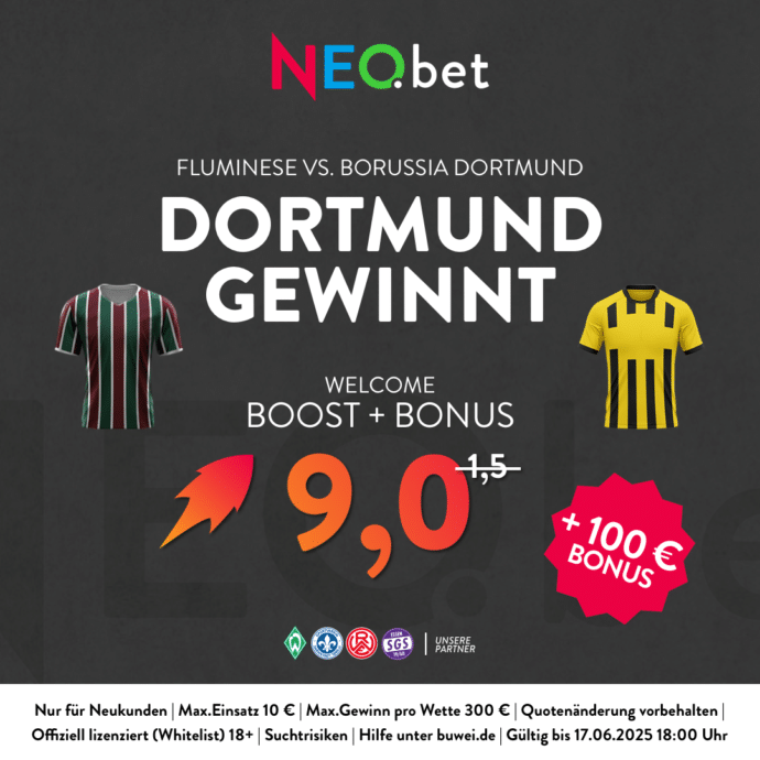 500% Quotenboost zu BVB vs. Flu mit NEO.bet