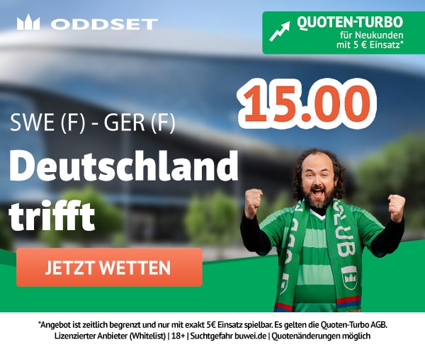 15.0 Quotenturbo zu Deutschland (F) vs. Schweden (F) bei Oddset
