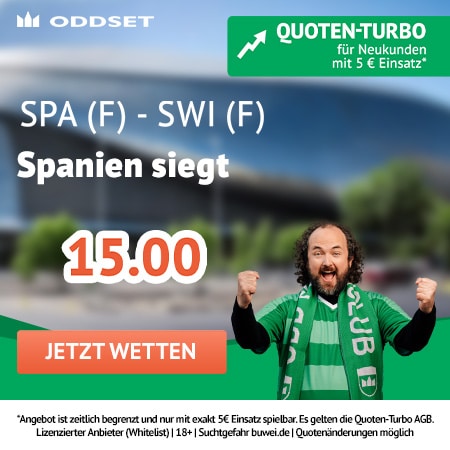 15.0 Quotenturbo zu Spanien (F) vs. Schweiz (F) bei Oddset