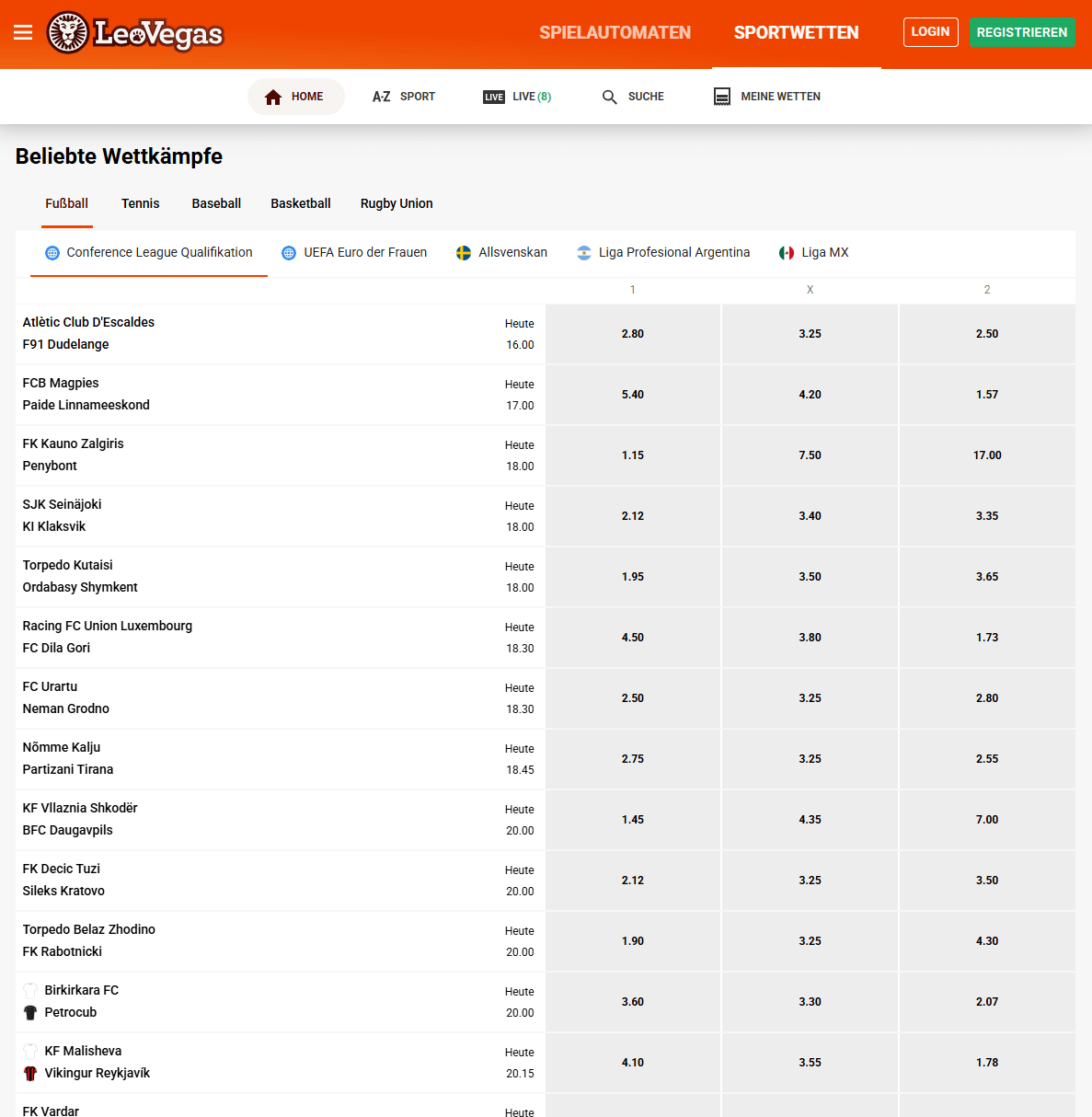 LeoVegas Website Desktop