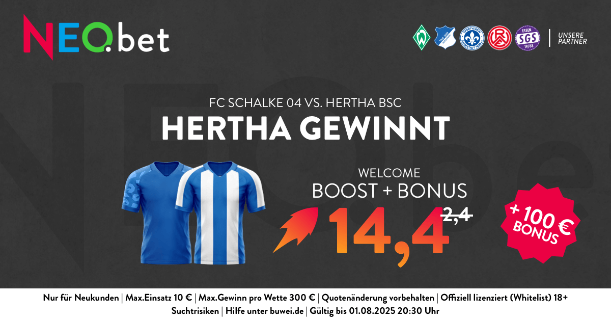 500% Quotenboost zur Schalke Hertha Übertragung