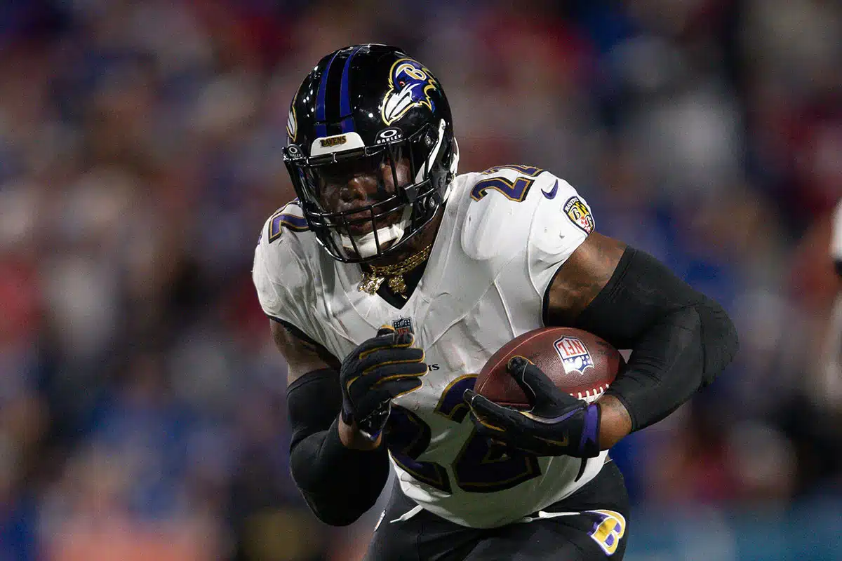 Bild zeigt Derrick Henry / Ravens Lions Prognose und Tipp (© AP Photo/Adrian Kraus) Ravens Lions Tipp