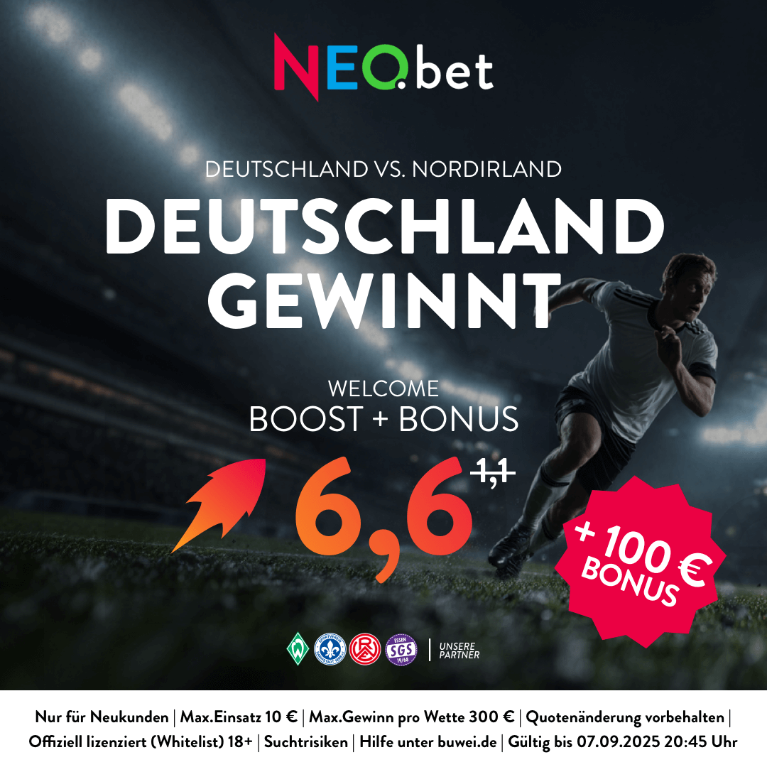 500% Quotenboost zu Deutschland vs. Nordirland mit NEO.bet