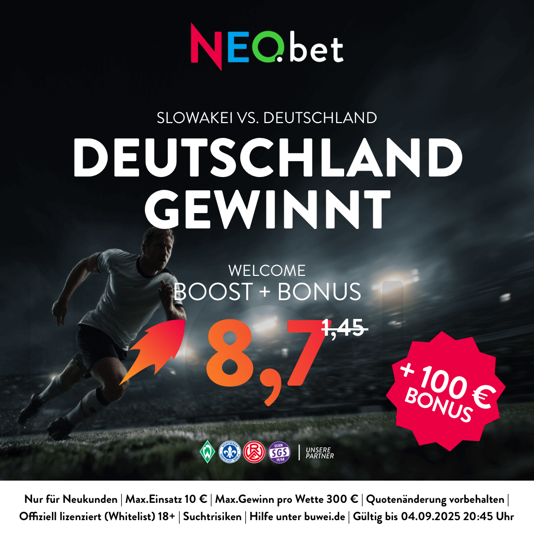 500% Quotenboost zu Slowakei vs. Deutschland mit NEO.bet