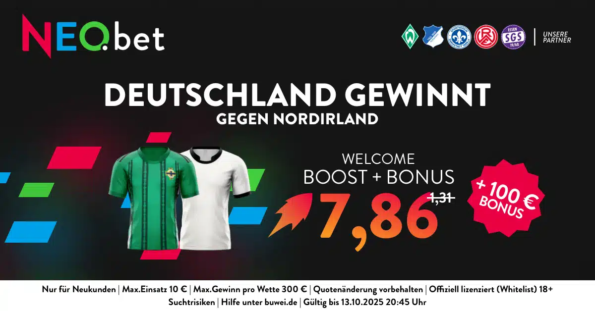 500% Quotenboost zu Nordirland - Deutschland mit NEO.bet