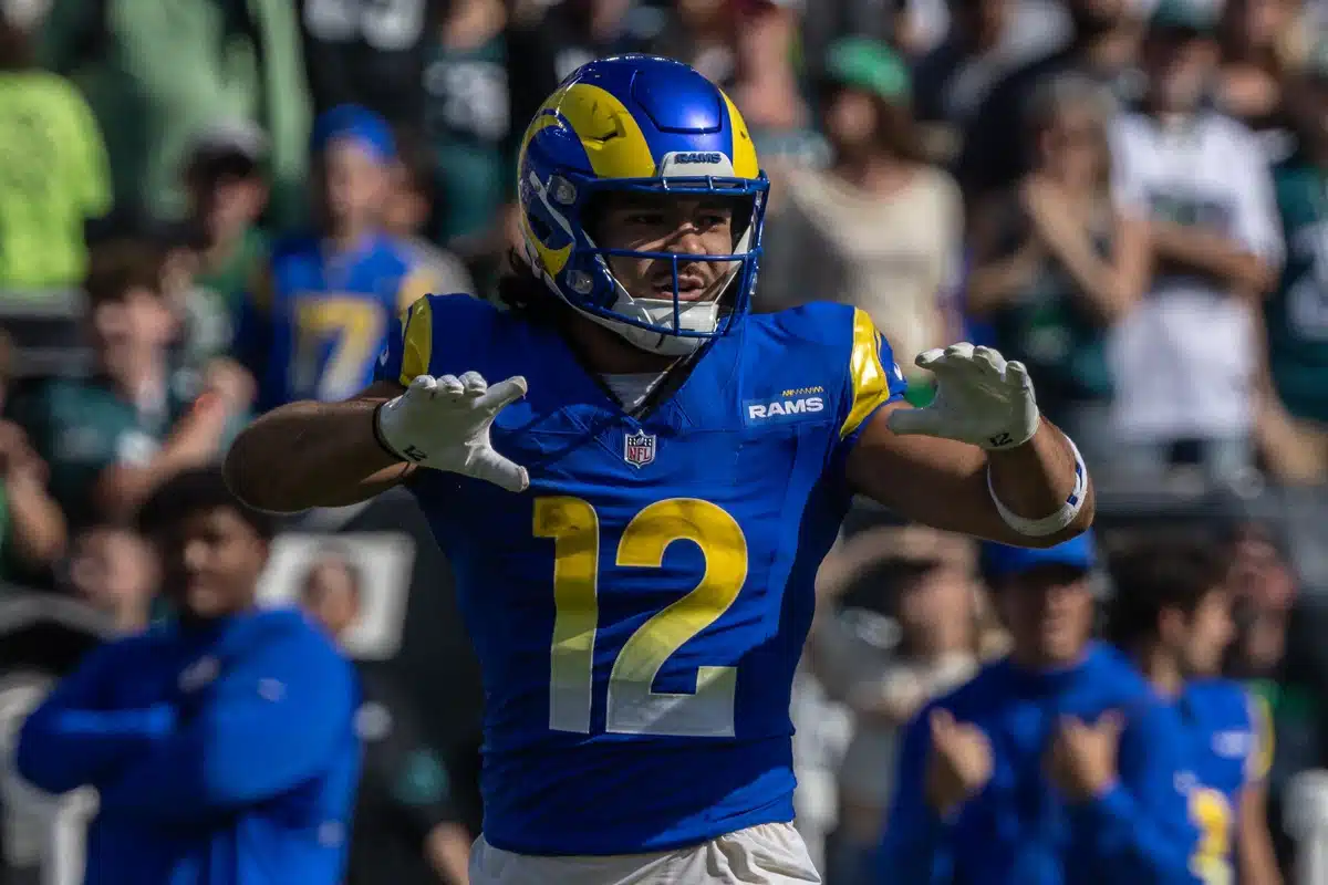 Bild zeigt Puka Nacua / Falcons Rams Prognose und Tipp (© ZUMA Press, Inc. / Alamy Live News) Falcons Rams Tipp