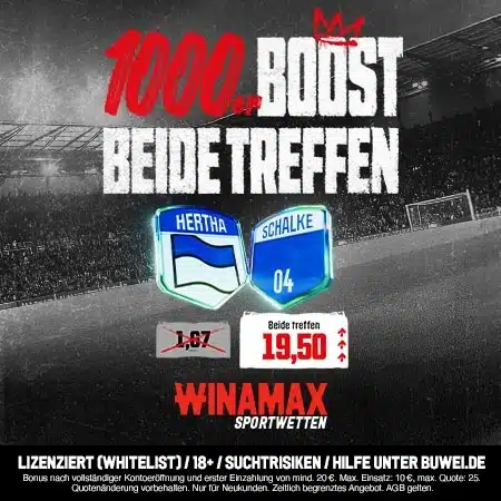 Jetzt Winamax 1000% Boost holen Winamax Boost Hertha - Schalke