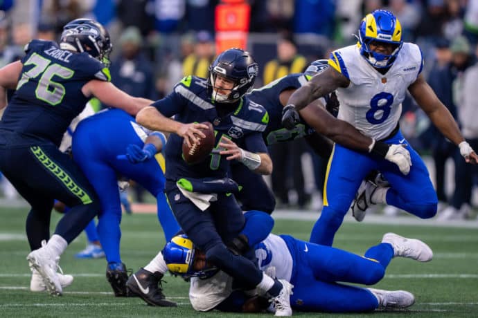 Sam Darnold / Patriots Seahawks Prognose (© AP Photo/Stephen Brashear) Patriots Seahawks Tipp Bild zeigt Spieler Sam Darnold © AP Photo/Stephen Brashear