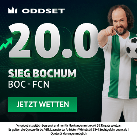 Jetzt den Oddset Quotenboost sichern 20.0 Quotenturbo zu Bochum - Nürnberg bei Oddset