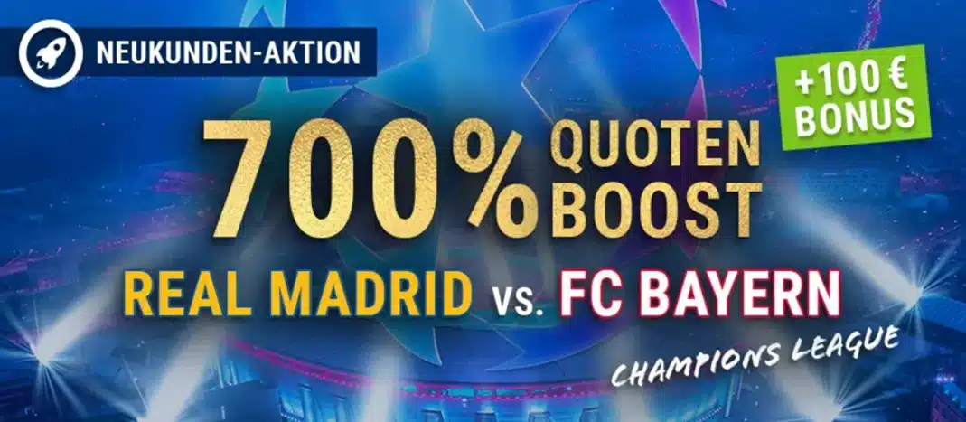 Jetzt den Bet-at-Home 700% Quotenboost zu Real - Bayern sichern Europa League Boost bei Bet-at-Home