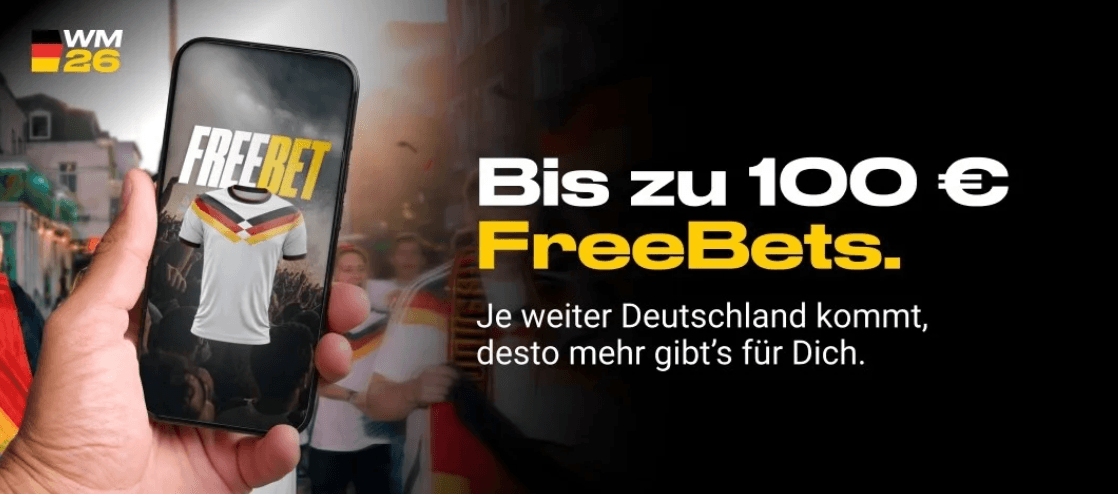 Jetzt 100€ WM Freebet sichern 100€ WM Freebet