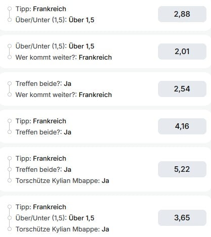 Frankreich Spanien Tipico Quoten