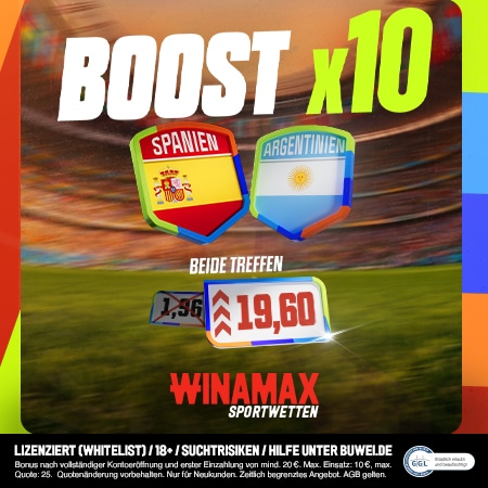 Jetzt Winamax 10x Boost holen Winamax WM Boost Spanien - Argentinien