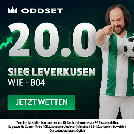 Jetzt den Oddset Quotenboost sichern 20.0 Quotenturbo zu Wiesbaden - Leverkusen bei Oddset