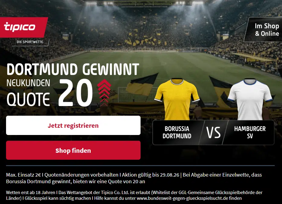 Tipico Bundesliga Quotenboost Bundesliga Quotenboost für Neukunden bei Tipico