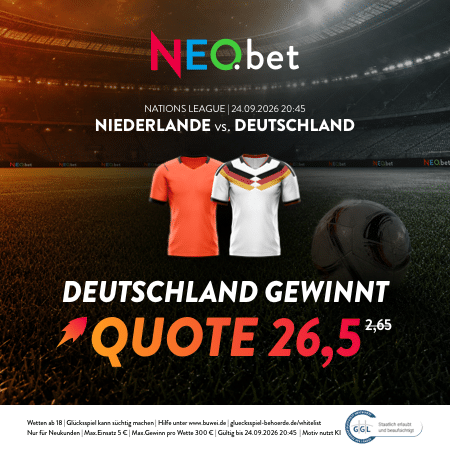 Jetzt bei NEO.bet Quotenboost auf Deutschland-Sieg holen NEO.bet Quotenboost