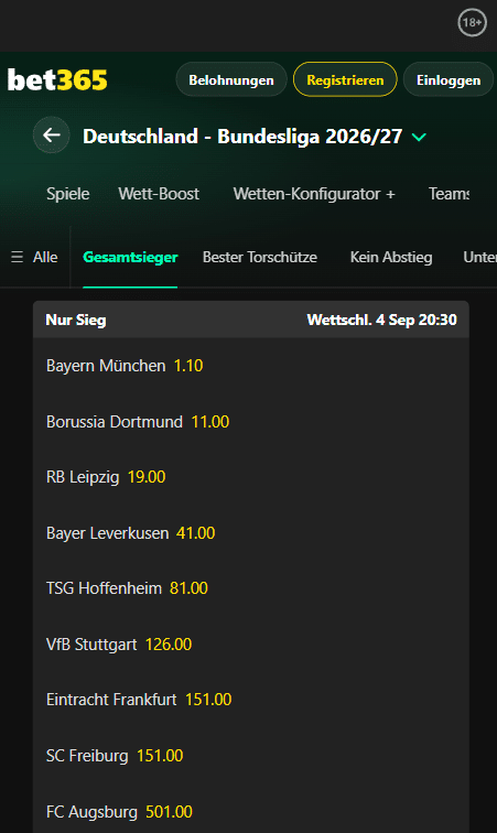 bet365 Langzeitwetten Bet365 Fußball Wetten