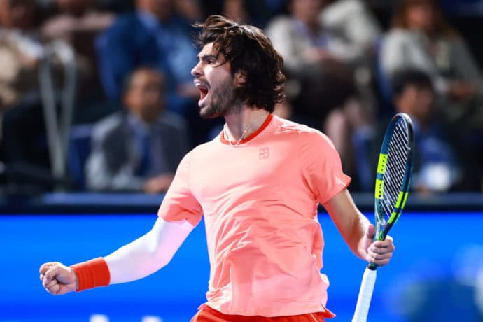 Carlos Alcaraz / Shanghai Tipps heute 09.10. (© The Yomiuri Shimbun via AP Images ) Tennis heute 09.10.2026
