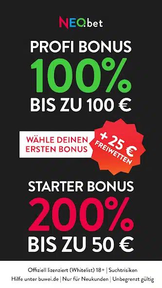 Neobet Sportwetten Bonus und Freiwette für Neukunden
