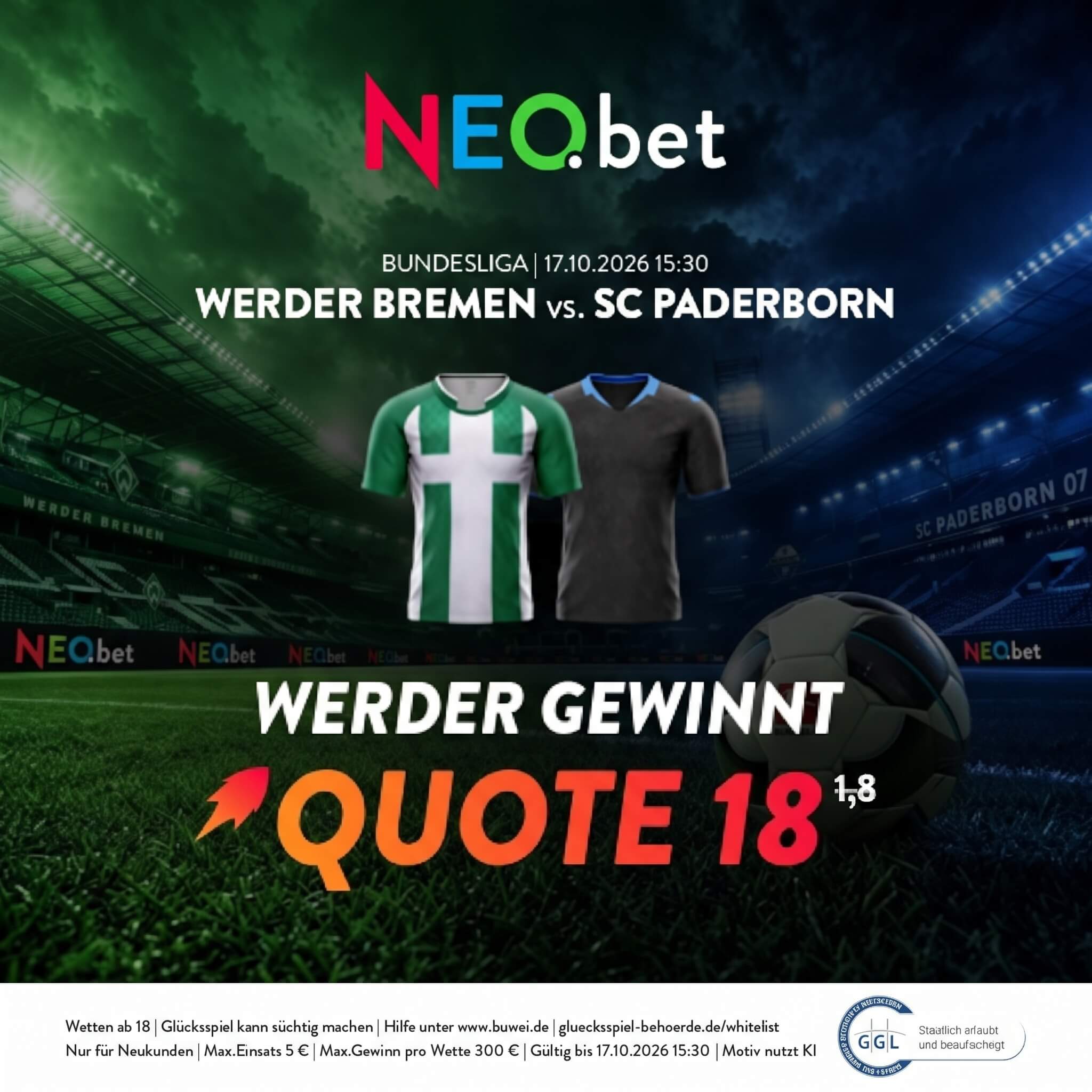 Jetzt bei NEO.bet Quotenboost auf Werder-Sieg holen NEO.bet Quotenboost
