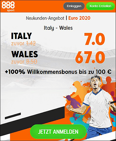 888Sport Quotenboost zu Italien - Wales