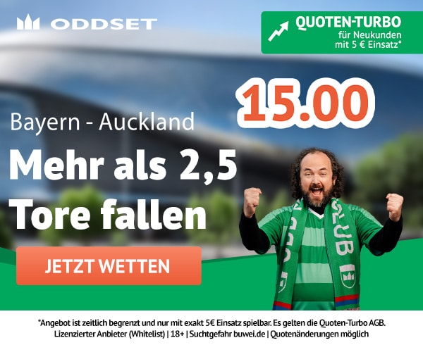 15.0 Quotenturbo zu FCB vs Auckland bei Oddset