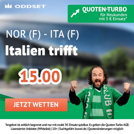 15.0 Quotenturbo zu Norwegen (F) vs. Italien (F) bei Oddset