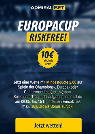 10 Euro risikofrei bei AdmiralBet