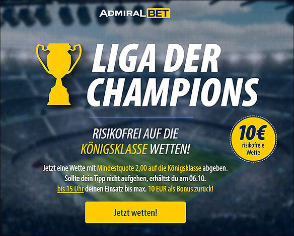 10 Euro risikofrei bei AdmiralBet