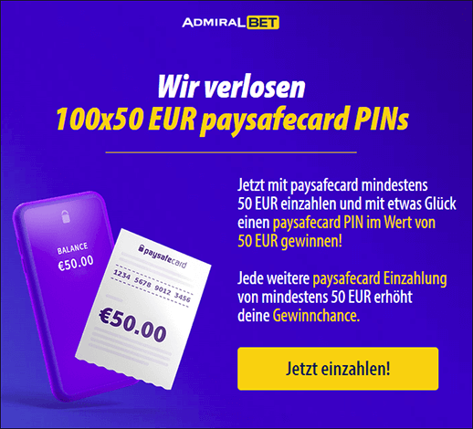 AdmiralBet Paysafecard Verlosung