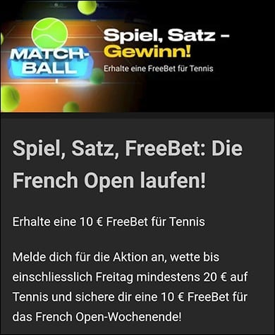 Bwin Freebet French Open 2025