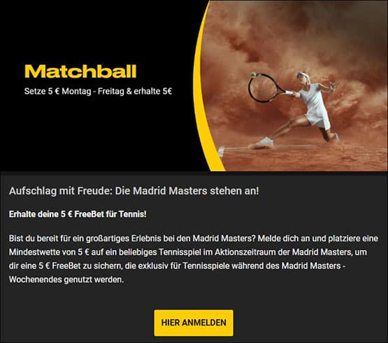 Bwin Madrid Masters 5 Euro Freebet