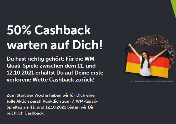 50% Cashback bei ComeOn