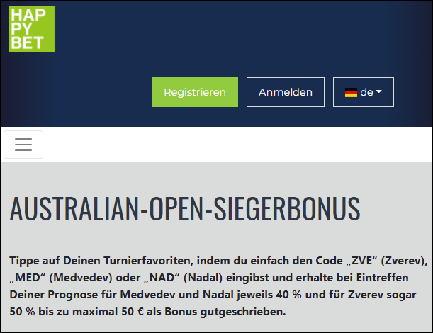happybet australian open bonus