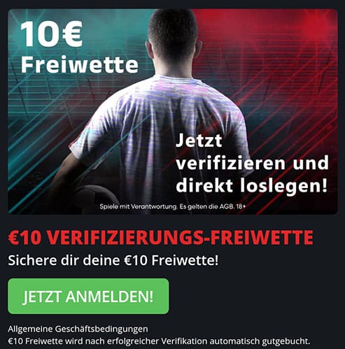 10 Euro Freebet ohne Einzahlung