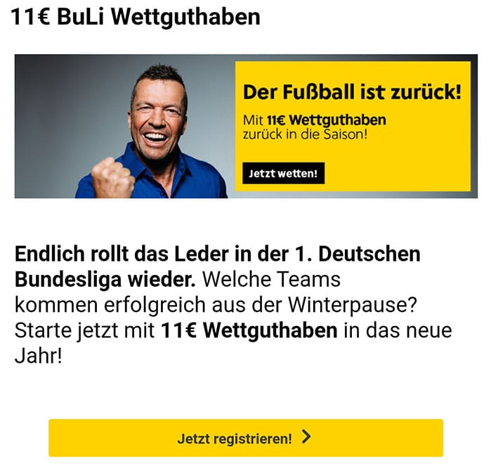 Interwetten: 11€ Bundesliga Wettguthaben