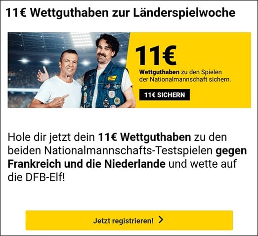 Interwetten Bonuscode 11€ Wett-Guthaben