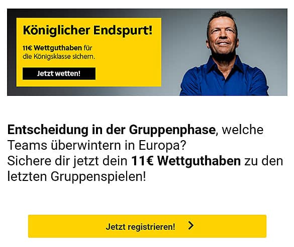 Interwetten: 11€ Wettguthaben 