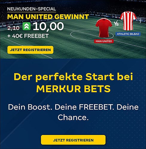 merkur Bets Quotenboost zu Manchester United - Ahtletic Bilbao