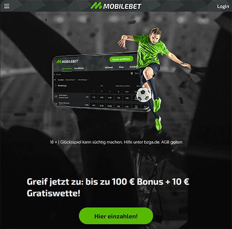 Mobilebet 100€ Neukundenbonus + 10€ Gratiswette extra