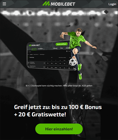 Mobilebet 100€ Neukundenbonus + 20€ Gratiswette extra