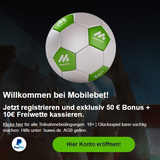 Mobilebet 100% Neukundenbonus plus Gratiswette