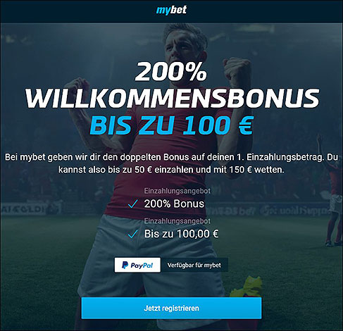 Grafik Mybet Willkommensbonus 200 Prozent 100 Euro