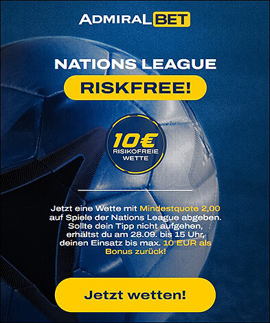 10 Euro risikofrei bei AdmiralBet