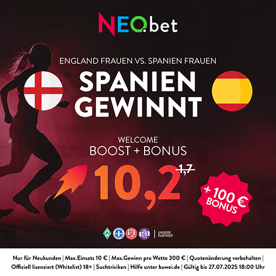 500% Quotenboost zum EM Finale ENG vs. ESP mit NEO.bet