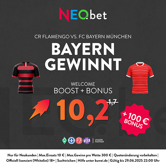 500% Quotenboost zu Flamengo vs. Bayern München mit NEO.bet