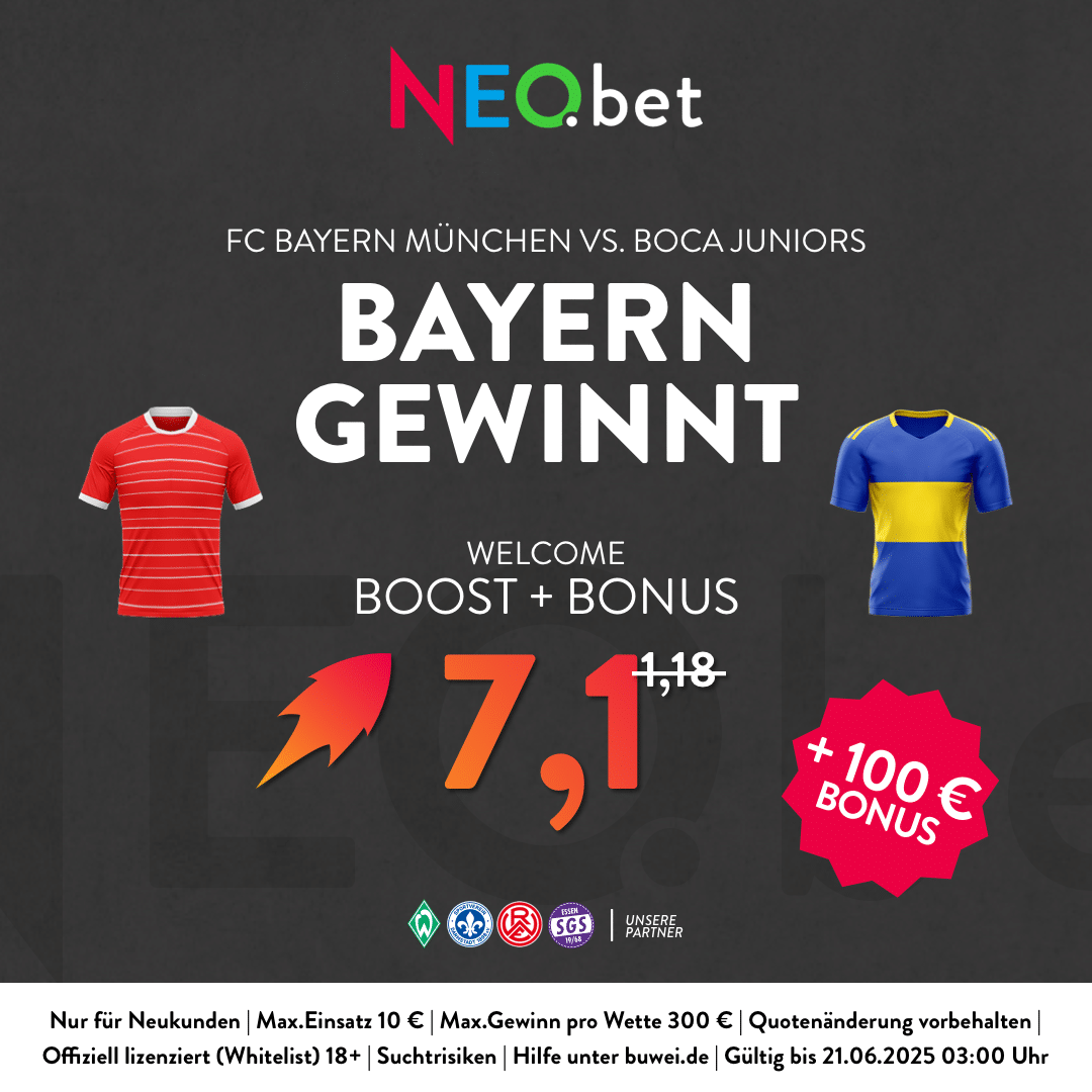 500% Quotenboost zu Bayern vs. Boca Juniors mit NEO.bet