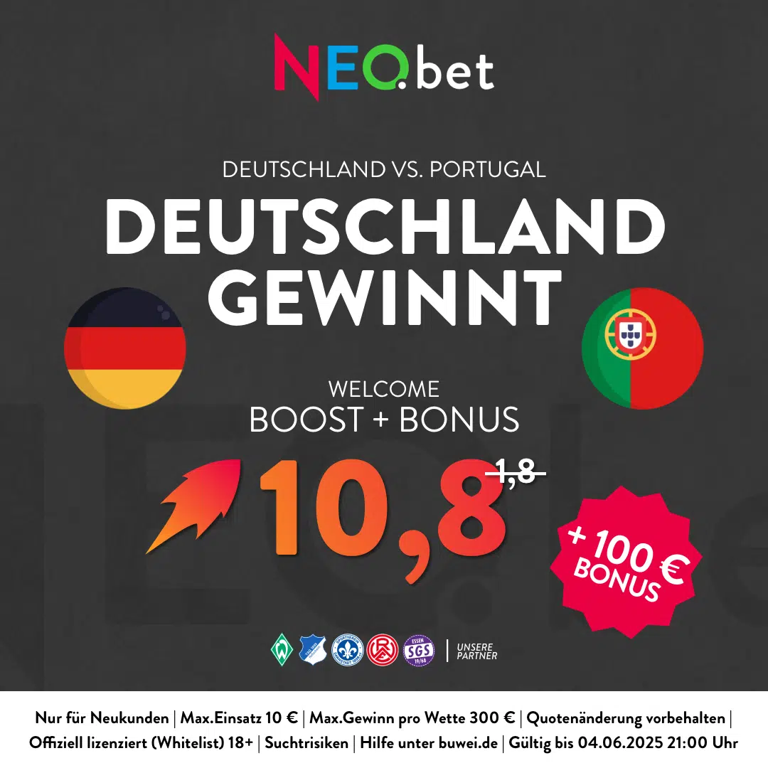 500% Quotenboost zu GER vs. POR mit NEO.bet